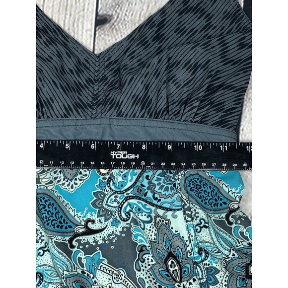 Athleta Women's Pack Everywhere Halter Dress Size 0 Meteor Gray Blue Paisley Zip - Picture 8 of 15